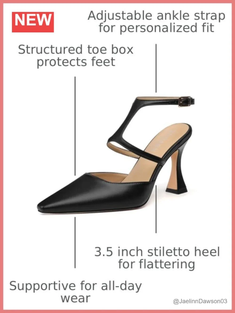 Women's Stiletto Slingback Heels Faux Leather Pointed Toe Buckle Ankle Strap